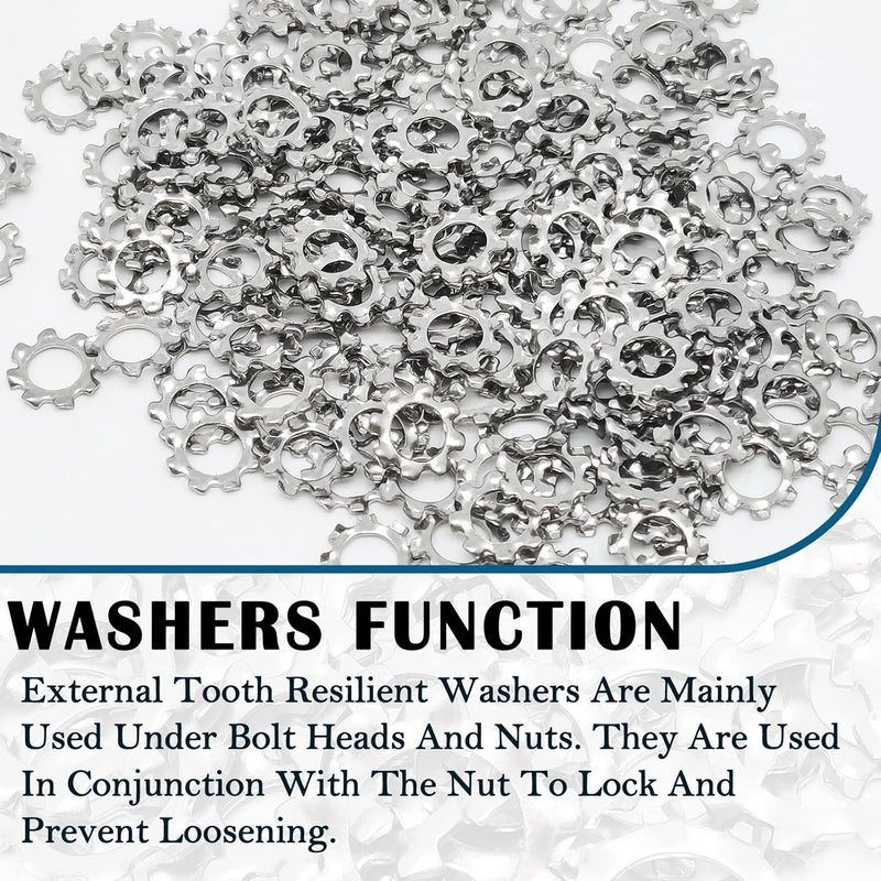 DGZ 100pcs M5 304 Stainless Steel External Tooth Star Lock Washers,External Multi-Tooth Star Lock Washers - Image 4
